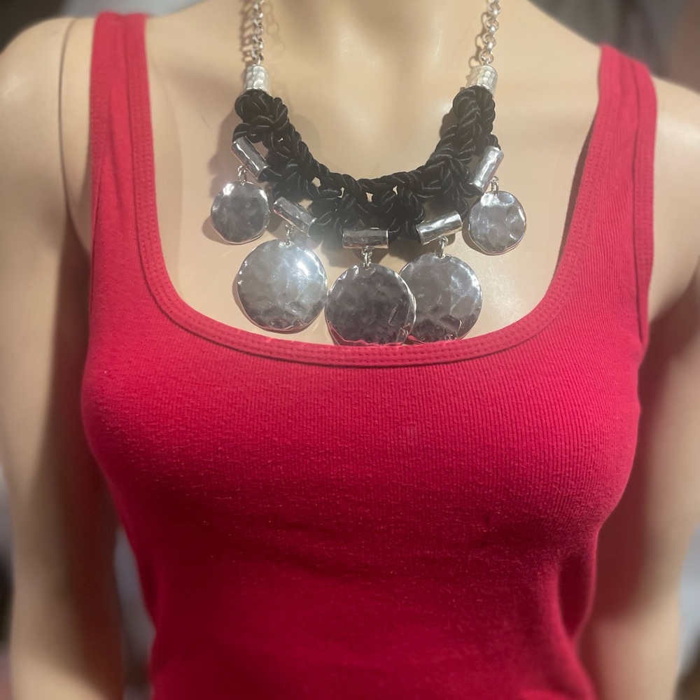 Silver and Black Statement Necklace